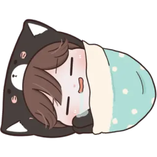 ☁️ tidur, imut, kawaii, sedih, air mata, anime, manga whatsapp sticker