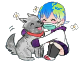😍 terra, cachorro, planeta, meio ambiente, natureza, fofo, kawaii, desenho animado telegram sticker
