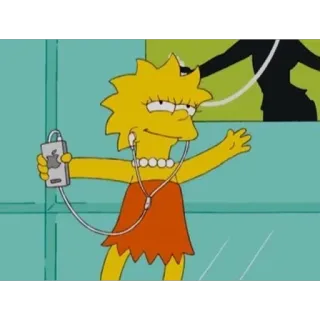🎵 Lisa Simpson The Simpsons cartoon, animated, music, listening, headphones telegram sticker
