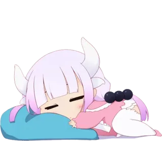 😴 Kanna Kamui Miss Kobayashi's Dragon Maid Anime, Kawaii, Sonno, Dormire, Kanna, Drago telegram sticker