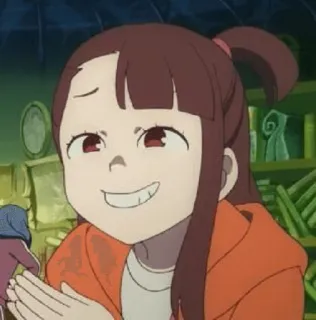 😉 Atsuko Kagari Little Witch Academia аниме, ведьма, улыбается, мультфильм, счастливый telegram sticker