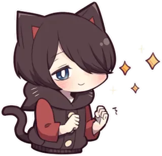 ✊ Anime, Sticker, Süß, Kawaii, Katze, Chibi whatsapp sticker
