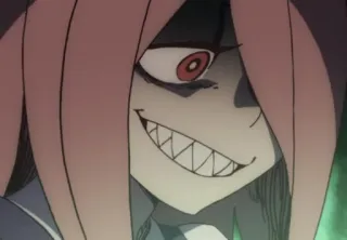 😈 anime, cartoni animati, sorridente, inquietante, malvagio, ghigno telegram sticker