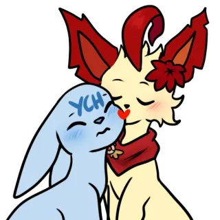 💋 Glaceon and Flareon Pokémon YCH telegram sticker