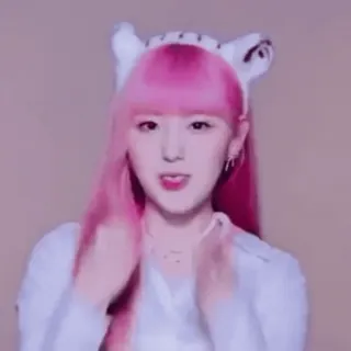 😘 woman, pink hair, ears, selfie, portrait, cute, filter, korean, idol, asian telegram sticker
