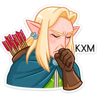 🤧 KXM elfe, bogenschütze, fantasy, verschwitzt, blond, charakter telegram sticker