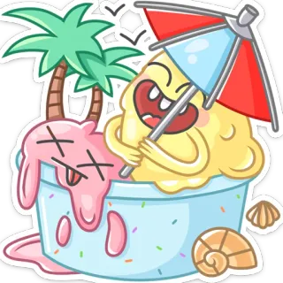 🌴 ice cream, dessert, summer, beach, cartoon, food whatsapp sticker