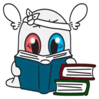 📚 dessin animé, lecture, livre, mignon, illustration, autocollant telegram sticker