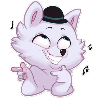 👈 kreskówka, naklejka, zwierzę, lis, postać, kapelusz, muzyka telegram sticker