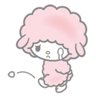 😞 triste, chorando, ovelha, fofo, desenho animado, rosa telegram sticker