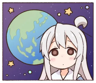 🌎 Chica anime, Dibujo animado, Tierra, Estrellas, Planeta, Kawaii telegram sticker