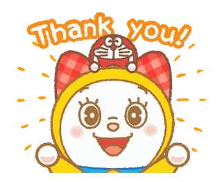 💨 Doraemon Thank you! Doraemon, Dziękuję, Słodkie, Kreskówka, Anime, Pozdrowienia, Urocze whatsapp sticker