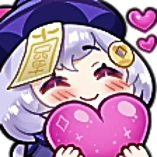 🥰 Qiqi Genshin Impact qiqi, genshin impact, cute, anime, heart, purple telegram sticker