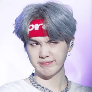 😼 Supreme person, male, celebrity, fashion, headband, kpop, suga, min yoongi, idol telegram sticker
