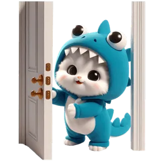 🙂 猫, 恐竜, 動物, かわいい, 漫画, ペット, 子猫 telegram sticker
