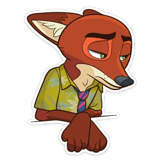😔 Nick Wilde Zootopia キツネ, ズートピア, 漫画, ディズニー, ニック・ワイルド telegram sticker