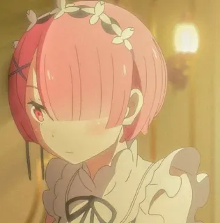 🍓 Ram Re:Zero Anime, Ram, Re:Zero, Maid, Pelo Rosa whatsapp sticker