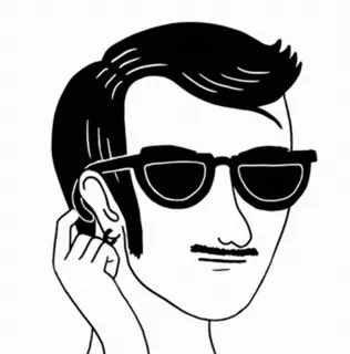 😎 man, sunglasses, mustache, portrait, black and white, cartoon, face telegram sticker