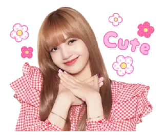 🙈 Lisa Cute lindo, kpop, chica, ídolo, rosa, flores, feliz telegram sticker