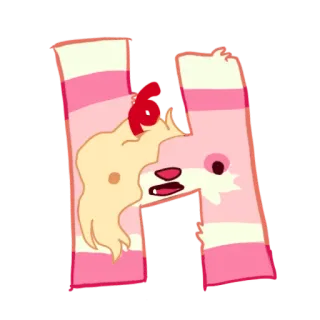 😶 Letra H, Alfabeto, Desenho animado, Rosa, Vermelho, Alphablocks whatsapp sticker