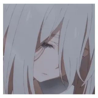 😔 anime, sad, girl, white hair, portrait telegram sticker