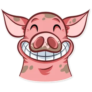 😁 Schwein, Cartoon, Tier, Lächeln telegram sticker