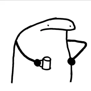 😕 strichmännchen, einfach, trinken, tasse, schwarz weiß, cartoon telegram sticker