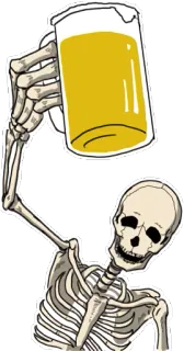 🍺 โครงกระดูก, เบียร์, ชนแก้ว, เครื่องดื่ม, แอลกอฮอล์, ปาร์ตี้, การเฉลิมฉลอง telegram sticker