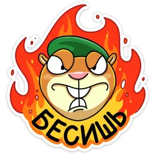 😡 БЕСИШЬ animale, scoiattolo, arrabbiato, fuoco, cartone animato, russo telegram sticker