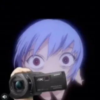 📷 Rei Evangelion アニメ, カメラ, 綾波レイ, 緊張, ファンアート telegram sticker