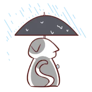 🌧 cat, umbrella, rain, cute, cartoon telegram sticker