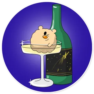👻 zwierzę, kreskówka, napój, szampan, alkohol, słodki telegram sticker