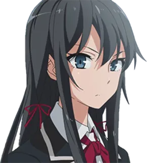 😒 Yukino Yukinoshita My Teen Romantic Comedy SNAFU Anime, Gadis, rambut hitam, serius, seragam sekolah, imut, Kartun telegram sticker