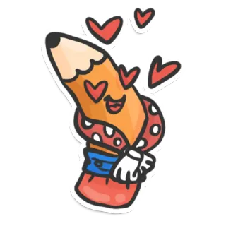 🥰 matita, cuori, cartoni animati, carino, kawaii, amore whatsapp sticker