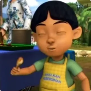 😚 AMALKAN KEBERSIHAN dessin animé, garçon, nourriture, tablier, propreté, hygiène whatsapp sticker
