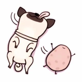 💭 mopshond, hond, aardappel, cartoon, dier, vriendschap whatsapp sticker