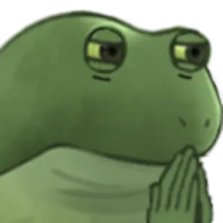 🤔 rana, meme, animal, triste, orar whatsapp sticker