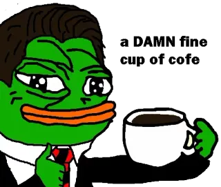 ☕ Pepe the Frog pepe, kikker, koffie, meme, internet meme telegram sticker