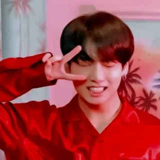 🌟 Jungkook kpop, bts, jungkook, znak pokoju, idol whatsapp sticker