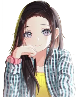🙂 gadis anime, imut, perempuan, kartun, potret telegram sticker