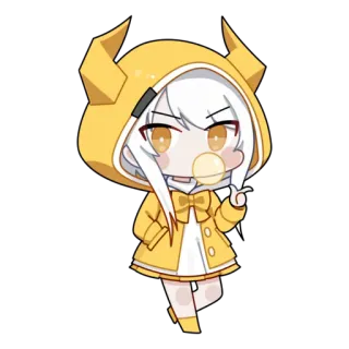🧡 アニメ, ちびキャラ, 可愛い, 黄色, パーカー telegram sticker