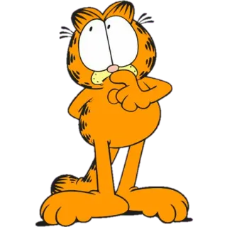 🤔 Garfield cat, cartoon, orange, lazy, comic whatsapp sticker