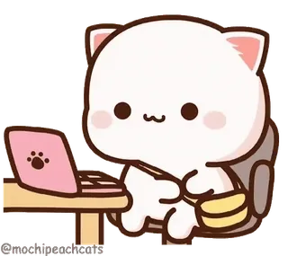 😌 gato, portátil, lindo, kawaii, animal, dibujos animados telegram sticker