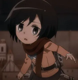 🧣 Mikasa Ackerman Attack on Titan 动漫, Q版, 卡通, 粉丝作品, 角色, 三笠, 进击的巨人 telegram sticker