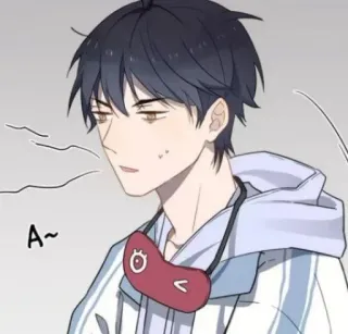 😣 A~ Estilo anime, Desenho animado, Fofo, Personagem, Menino, Asiático, Moletom com capuz telegram sticker