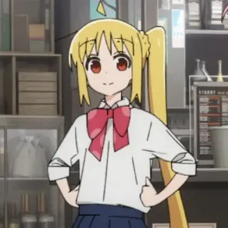 🙂 Anime, Mädchen, Cartoon, Charakter, Schuluniform, lächelnd, rote Augen whatsapp sticker