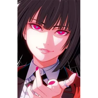 😎 animé, femme, personnage, yeux rouges, doigt pointé, illustration whatsapp sticker
