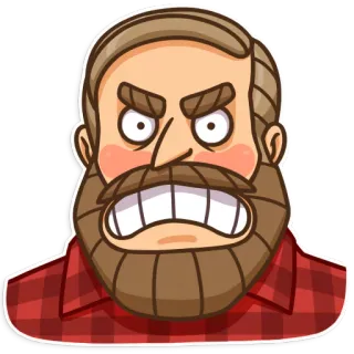 😡 pria, marah, jengkel, kesal, kartun, wajah, jenggot telegram sticker