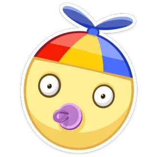 👶 Эмодзи, Соска, Ребенок, Лицо, Мультфильм, Стикер, Шапка-вертолет telegram sticker