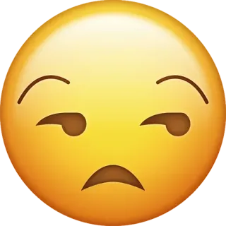 😒 emoji, face, expression, sarcastic, smug, disapproval, yellow whatsapp sticker